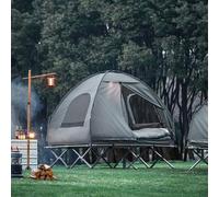 Shein Tienda de campaña para 2 personas, cama plegable 7 en 1 con tienda plegable, saco de dormir y colchón hinchable, tienda iglú impermeable con bolsa de