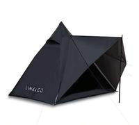 Shein Tienda pirámide negra para 3-4 personas, Tienda de campaña familiar Outdoor Black Knight