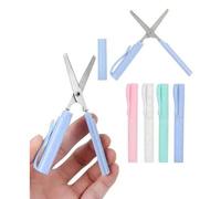 Shein Tijeras plegables 2 en 1 Artículos de papelería creativos Tijeras plegables mini para estudiantes Tijeras portátiles Hoja multifunción Artículos de pa