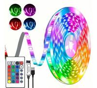 Shein Tira de luces LED con control remoto IR de 24 teclas para controlar la tira de luz RGB, brillo ajustable, apta para dormitorio, sala de estar, decorac