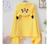 Shein Toalla de baño de felpa de coral con el diseño de Pikachu de Pokémon, bata de baño tipo capa, toalla de baño suave, absorbente y de secado rápido, no