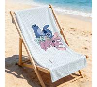 Shein Toalla de Disney Lilo y Stitch, adorable estampado de Stitch y Ángel con la muñeca Scrump, toalla de playa ultra suave, perfecta para la piscina, vaca