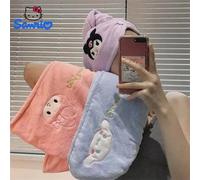 Shein Toalla de pelo de peluche de Hello Kitty y amigos de Sanrio - 4 diseños lindos (rosa, azul, morado, azul claro) - Gorro de ducha de terciopelo de cora