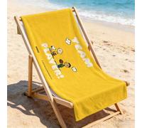 Shein Toalla de playa amarilla brillante de Peanuts Snoopy con Snoopy & Charlie Brown y texto impreso "TEAM PLAYER!" Toalla de playa ultrasuave, perfecta pa