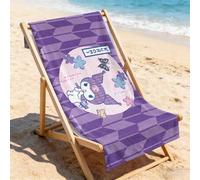 Shein Toalla de playa con estampado de Kuromi de Sanrio, de tela suave y absorbente, perfecta para la piscina, la playa y los viajes