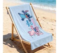Shein Toalla de playa de Disney Lilo y Stitch - Toalla de playa con estampado de Stitch y Ángel "Amor", para piscina y playa