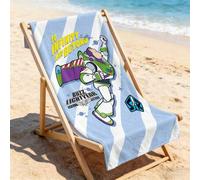 Shein Toalla de playa de Disney Toy Story - Toalla de playa con estampado a rayas de Buzz Lightyear "Al infinito y talla grande allá", para piscina y playa