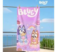 Shein Toalla de playa extra grande con estampado del dibujo animado Bluey - de secado rápido, suave, de microfibra, liviana, a prueba de arena, plegable par