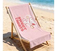 Shein Toalla de playa Peanuts Snoopy "Sweet Treats" con estampado de rosquilla y texto retro, ultra suave, perfecta para la piscina, la playa de verano y lo