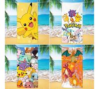 Shein Toalla de playa y baño de Pokémon - 160x80cm Toalla ultra absorbente resistente a la arena con Pikachu y estampados, de secado rápido para fiestas en