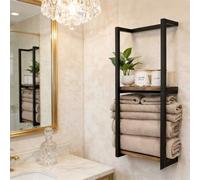 Shein Toallero vertical de 2 niveles para montaje en pared, capacidad para 8 toallas grandes, organizador de baño que ahorra espacio para baños pequeños, es