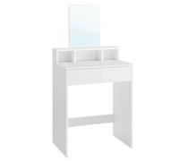 Shein Tocador, Mesa de Maquillaje con Espejo Grande, Gabinete con 2 Cajones y 3 Compartimentos, Estilo Moderno, Blanco, Regalo de Navidad
