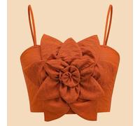 Shein Top camiseta corta súper con decoración floral 3D, conjunto informal de vacaciones para mujeres, verano, vacaciones de primavera, fiesta, playa, prima