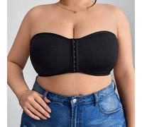 Shein Top con cierre delantero y sujetador acolchado minimizador de talla grande, Curva Plus, Hoho Vacation