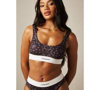 Shein Top corto con cuello de pico y banda elástica con logo, con estampado de paisley