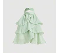 Shein Top corto con volantes multicapa en verde, tops lindos, forma elegante, top sin espalda, top para Año Nuevo, tops de fiesta para mujeres, blusa minima