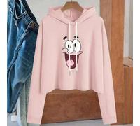 Shein Top corto de manga larga para mujer, ropa de otoño, estampado de dibujos animados de Bob Esponja y Patricio con boca grande, estilo casual, sudadera c