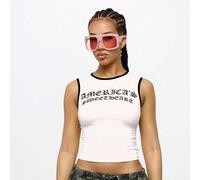 Shein Top corto de tirantes con estampado de letra gótica "América's Sweetheart", de estilo callejero y de fiesta, de moda Y2K, para uso casual y de festiva