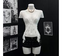 Shein Top corto transparente y sensual para mujer, blanco
