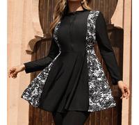 Shein Top de Burkini Talla Grande Estampado Modesto Estilo Tropical Filipiniana Asean Medio Oriente 2026 Navidad Año Nuevo Fiesta Vacaciones Playa Mujeres V