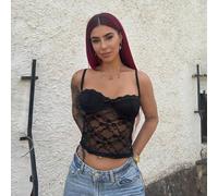Shein Top de corsé negro con camiseta de encaje