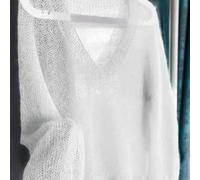 Shein Top de encaje de punto azul menta estilo Y2K, blusa de manga farol de cuello en V retro francés de gasa, adecuado para vacaciones de verano, salidas a