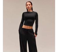 Shein Top de manga larga TENCEL™ Modal All In Flow sedoso y ligero, ajuste fijo, largo hasta la cintura, para uso casual diario