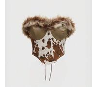 Shein Top de mujer con estampado de animales vintage al estilo occidental, de parches y de felpa, para otoño/invierno