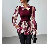 Shein Top de punto de 2 en 1 con estampado de mármol y color contrastante