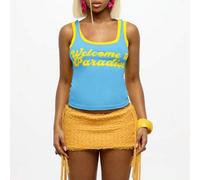 Shein Top de tirantes "Bienvenido al Paraíso" Y2K para verano, vacaciones en la playa, vacaciones tropicales, resort, borde de la piscina, vacaciones de pri