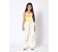 Shein Top de tirantes con eslogan "Bienvenido al Paraíso" y pantalones anchos de pierna ancha tipo paracaídas de cintura alta, conjunto de dos piezas para f
