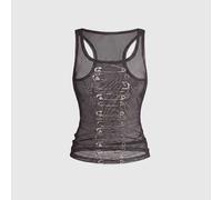 Shein Top de tirantes de malla transparente sexy y desgastado Dark Millennium para mujeres