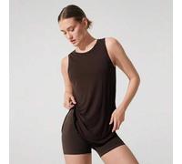 Shein Top de tirantes sin mangas de TENCEL™ Modal, de efecto suave y liviano, con corte a la cadera, abertura lateral, ideal para yoga, pilates, gimnasio y