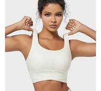 Shein Top de yoga de la pista de aterrizaje, sujetador deportivo transpirable con función de amortiguación y recogida que le da una hermosa forma de espalda