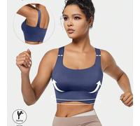 Shein Top de yoga transpirable con sujetador deportivo con función de absorción de impactos y recogida que le da una hermosa forma de espalda, top de entren