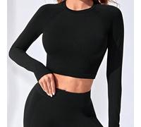 Shein Top deportivo de punto acanalado, top ajustado para gimnasio, camiseta de entrenamiento