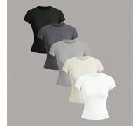 Shein Top deportivo de tirantes con espalda dividida y diseño de escalera, top para entrenamiento, camiseta de mujer para gimnasio