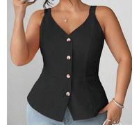 Shein Top elegante y chic, se puede usar por sí solo o en capas, top de moda, que ciñe la cintura, adecuado para uso casual, ir al trabajo, tallas grandes,