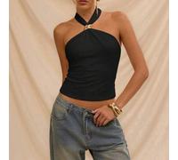Shein Top halter para mujer para otoño/invierno/vuelta al colegio/concierto country/concierto, salir, cumpleaños, disfraces de Halloween, casual, Y2K, 2000s