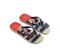 Shein Top Nautical Women's Flip-Flops Beige Straw/Navy Blue/Ruby Red 4137126