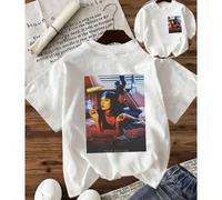 Shein Top Oversize Primavera/Verano, 100% Algodón, Camiseta de Manga Corta para Mujer, Retratos Divertidos de Personajes de Películas/TV, Hecho a Medida, Cu