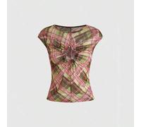 Shein Top sexy transparente con calado de pentagrama estilo escolar lindo Y2K para mujer, vuelta a clases