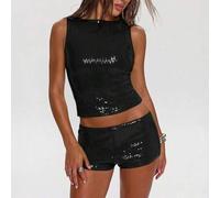 Shein Top sin mangas asimétrico con destellos de color verde oliva sólido de HEIN BAE, adecuado para citas, fiestas, tardes de té, bodas, cumpleaños, San Va