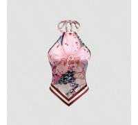 Shein Top sin mangas con tirantes de espagueti reversible y estampado, adecuado para la playa y las vacaciones de verano