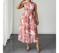 Shein Top sin mangas de malla semitransparente de alta elasticidad con estampado digital y dobladillo asimétrico & Falda de cintura elástica, elegante y sex