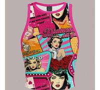 Shein Top sin mangas estilo gráfico sexy de chica con estilo Y2K, blusas de verano lindas, ropa urbana, country, festival de música, adecuado para vacacione