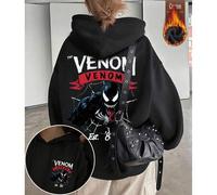 Shein Tops de algodón para mujer, tops con estampado de veneno de estilo urbano, sudaderas negras de hombros caídos para mujer, sudaderas con capucha holgad