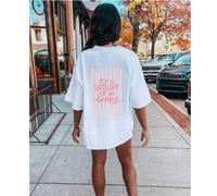 Shein Tops extragrandes de primavera/verano, 100% algodón, camisetas de manga corta para mujer, divertido estampado de rayas con el eslogan "Hoy es un día f
