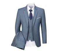 Shein Traje de 3 piezas para caballero de la marca Furuyal, conjunto elegante compuesto por chaqueta, chaleco y pantalón de botón único y corte , a juego co