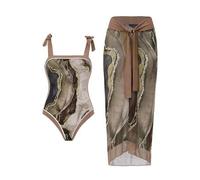 Shein Traje De Baño De Una Pieza De Impresión Gráfica Para Mujeres Y Cobertura
